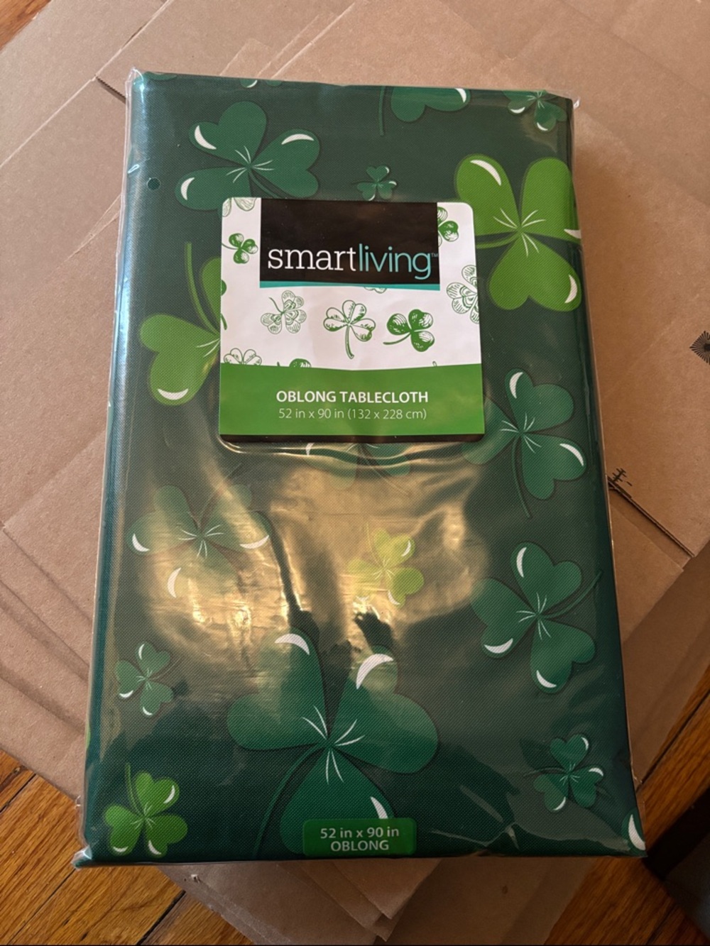 Smart Living Green Shamrock Oblong Tablecloth - 52x90 inches - Reusable